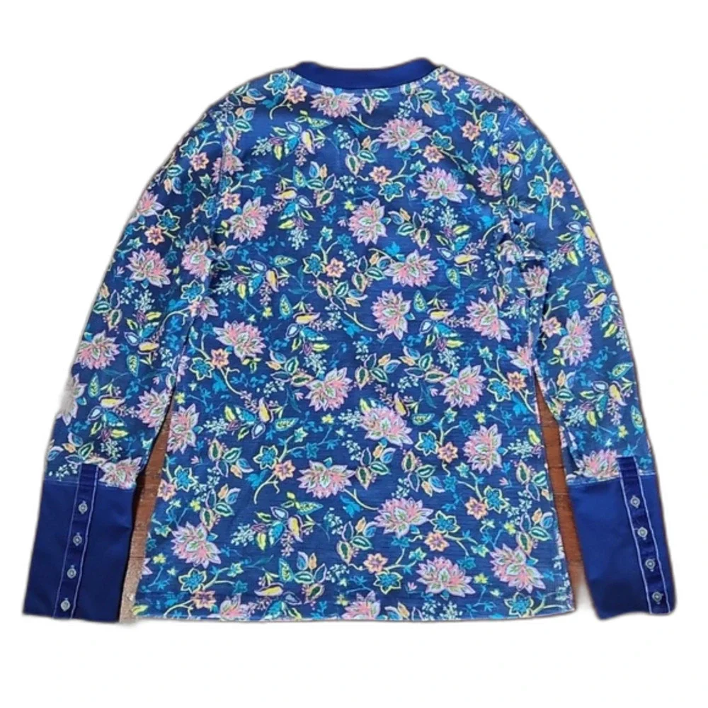 Sundance Floral Thermal Long Sleeve Top, Blue/Pink, Size M - Picture 4 of 7